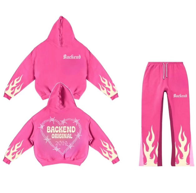 Backend Fire Sweatsuit with stack pants