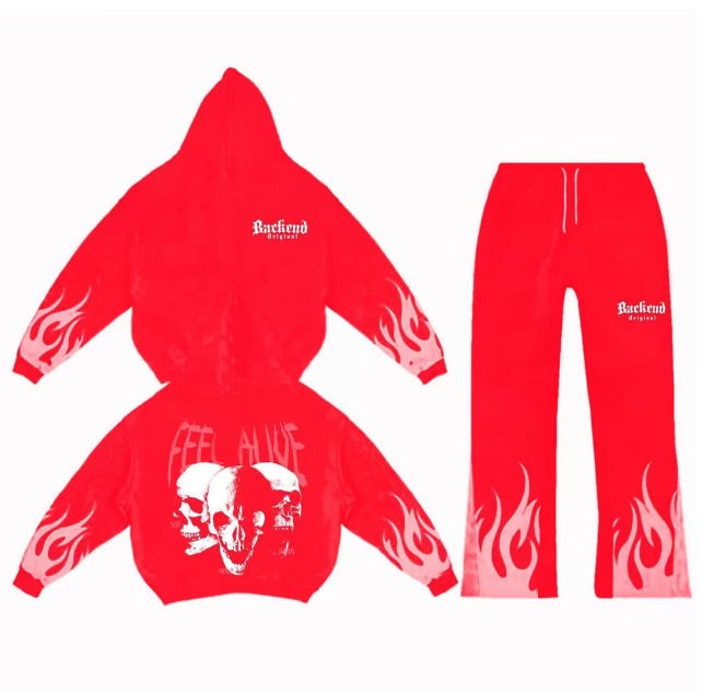 Backend Fire Sweatsuit with stack pants